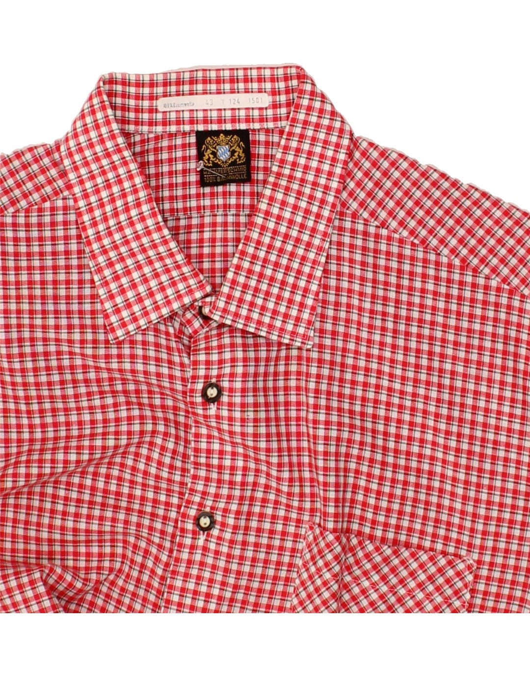 HAMMERSCHMID Mens Shirt Size 43 Large Red Check Cotton Vintage Hammerschmid and Second-Hand Hammerschmid from Messina Hembry 