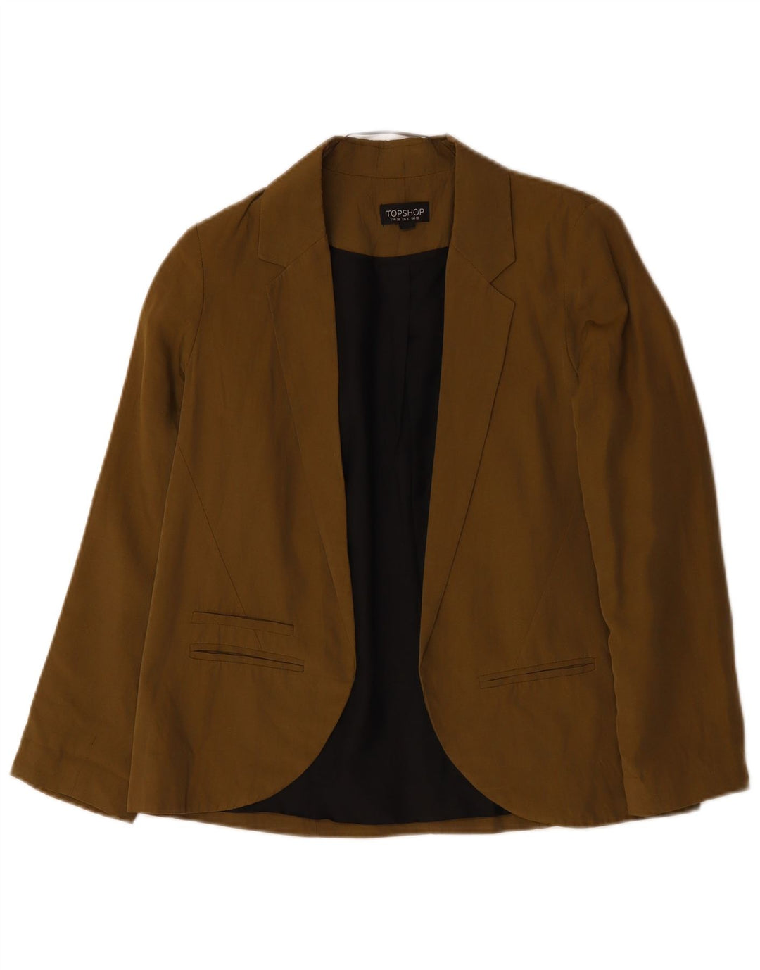 TOPSHOP Giacca blazer aperta oversize da donna UK 10 piccola Lyocell kaki