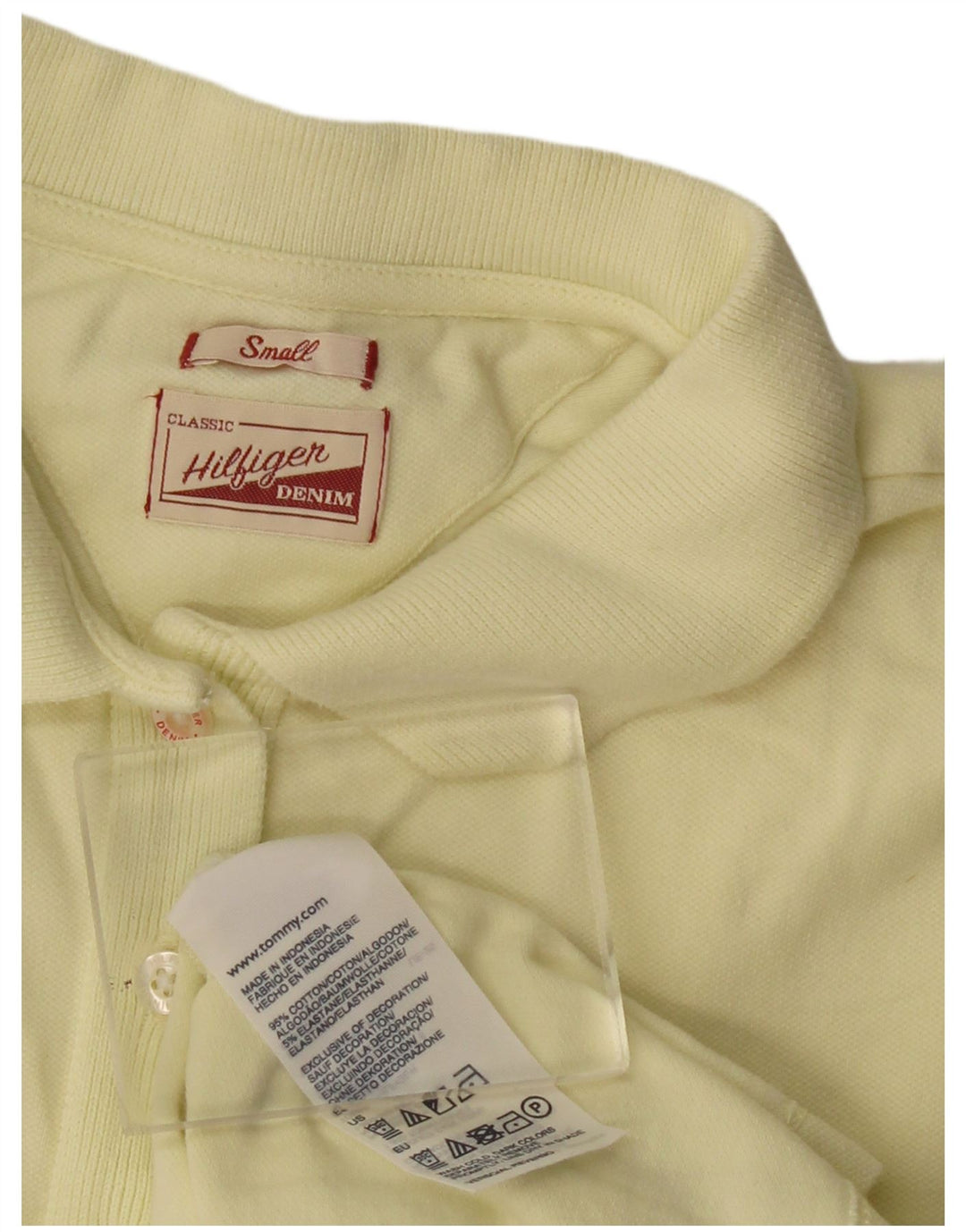 Polo da donna Tommy Hilfiger UK 10 piccola in cotone giallo