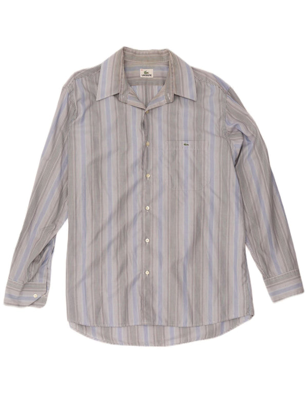 Camicia da uomo Lacoste taglia 44 XL cotone a righe blu