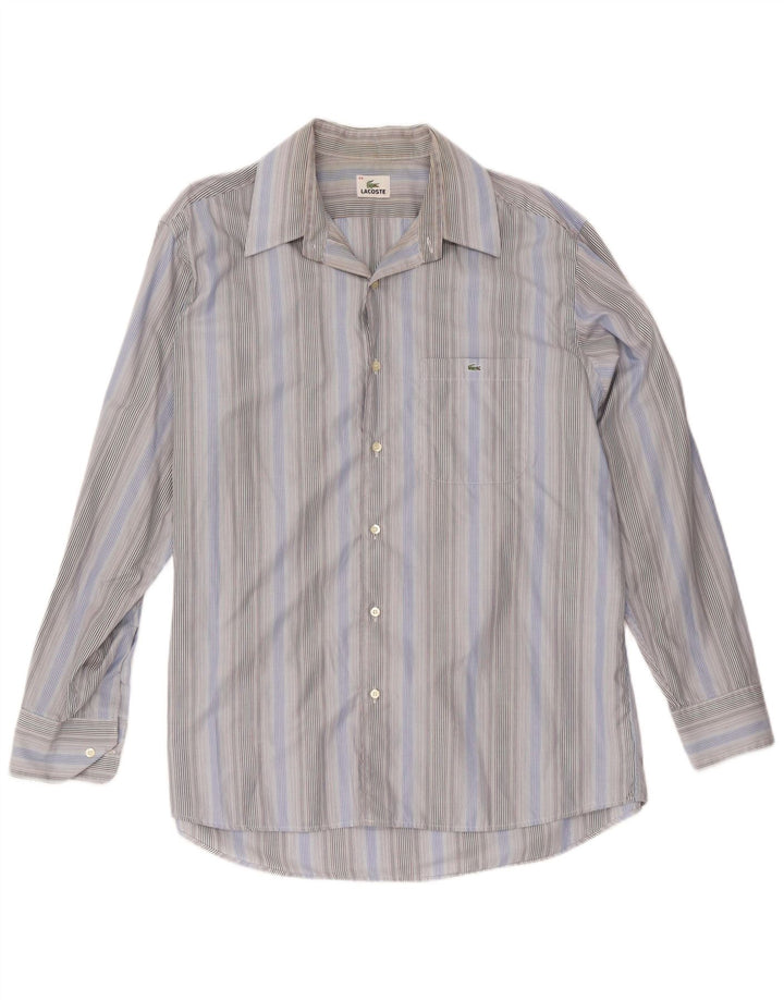 Camicia da uomo Lacoste taglia 44 XL cotone a righe blu