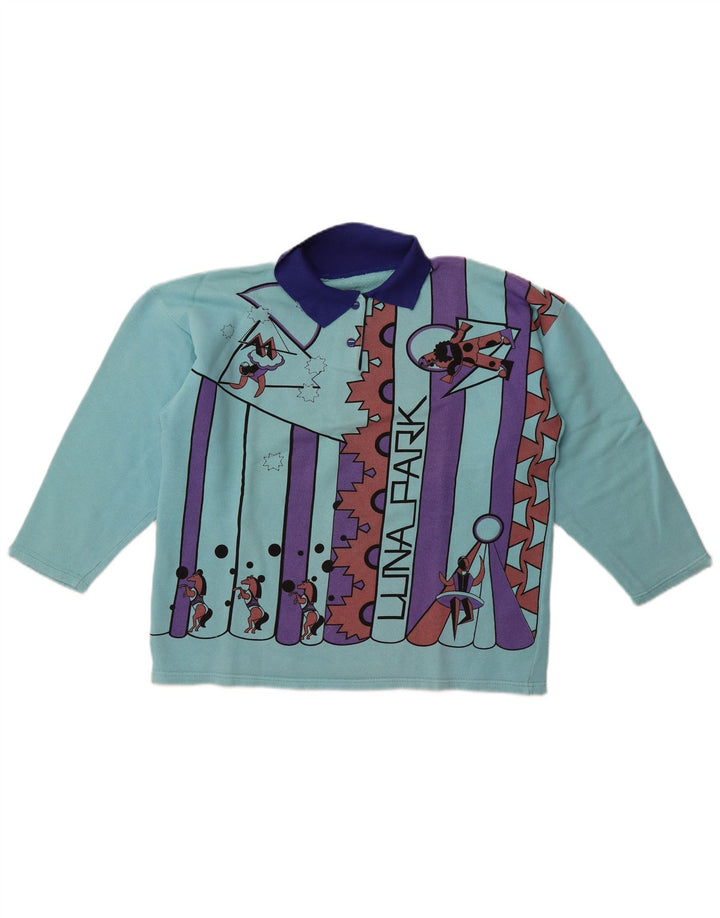 Felpa vintage da donna oversize con maniche a 3/4 UK 14 Blu medio