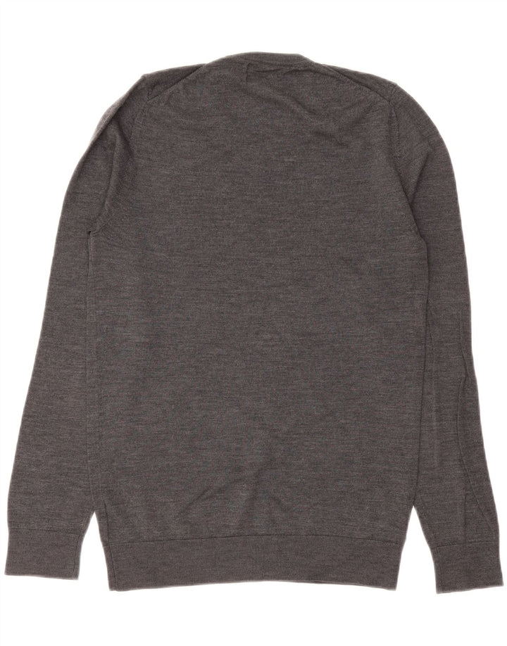 MARKS & SPENCER Maglione da uomo con scollo a V piccolo in lana merino grigia