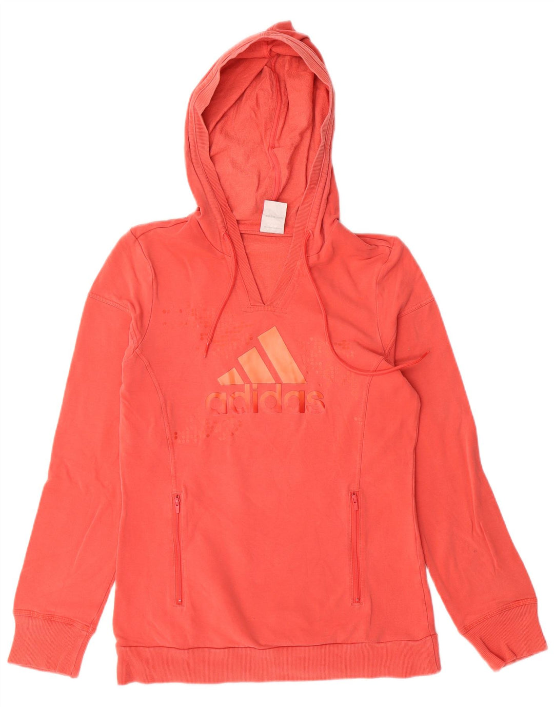 ADIDAS Womens Graphic Hoodie Jumper UK 14 Medium Orange