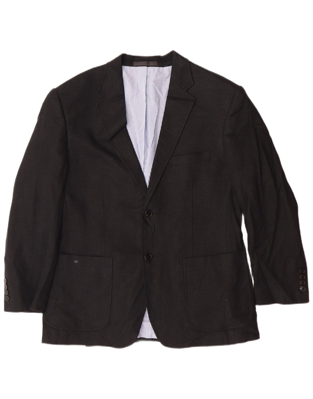MARKS & SPENCER Giacca blazer da uomo a 2 bottoni UK 40 Grande lino nero