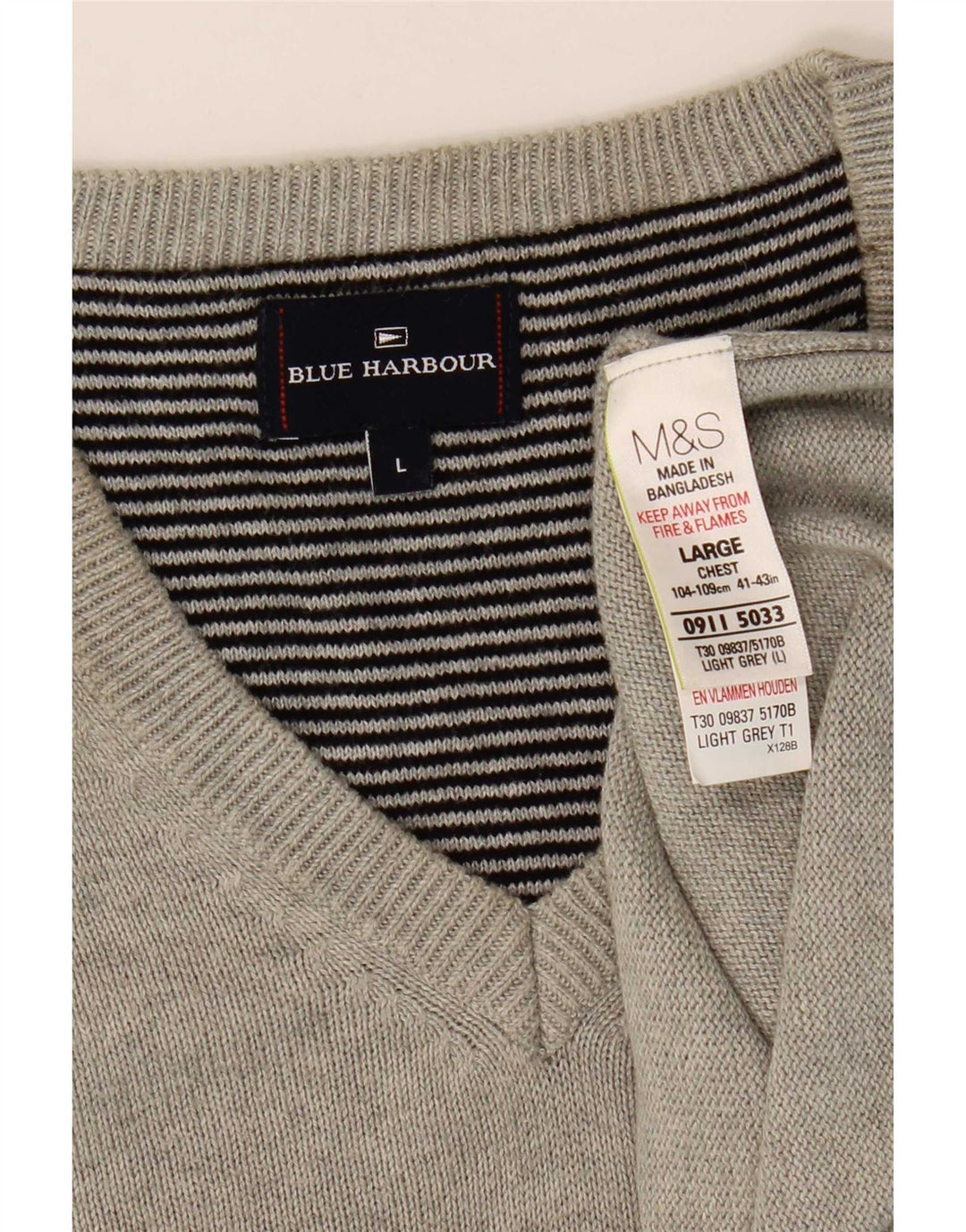 Canotta da uomo Marks & Spencer blu Harbour, grande cotone chiazzato grigio