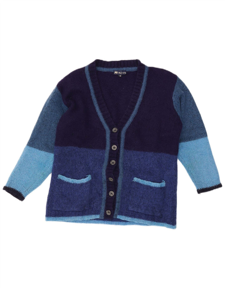 MONSOON Maglione cardigan da donna UK 14 Blocco colore blu navy medio