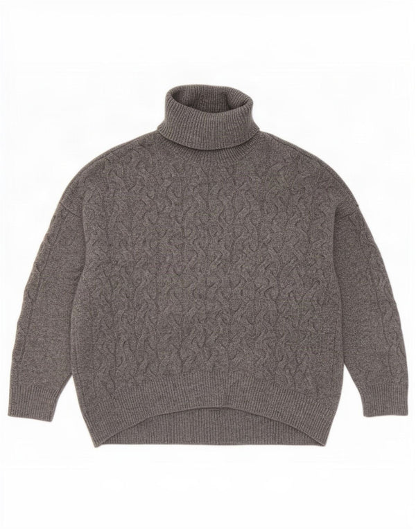 Maglione maglione da donna a collo alto Massimo Dutti UK 16 grande lana grigia