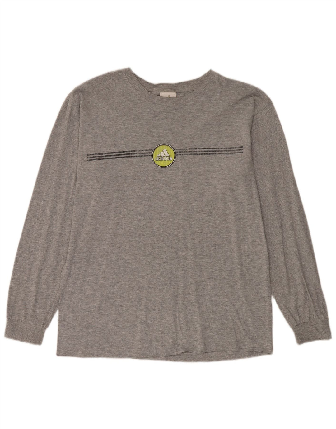 Adidas Maglietta grafica da uomo a maniche lunghe grande in cotone grigio