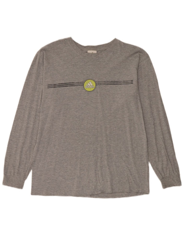 Adidas Maglietta grafica da uomo a maniche lunghe grande in cotone grigio