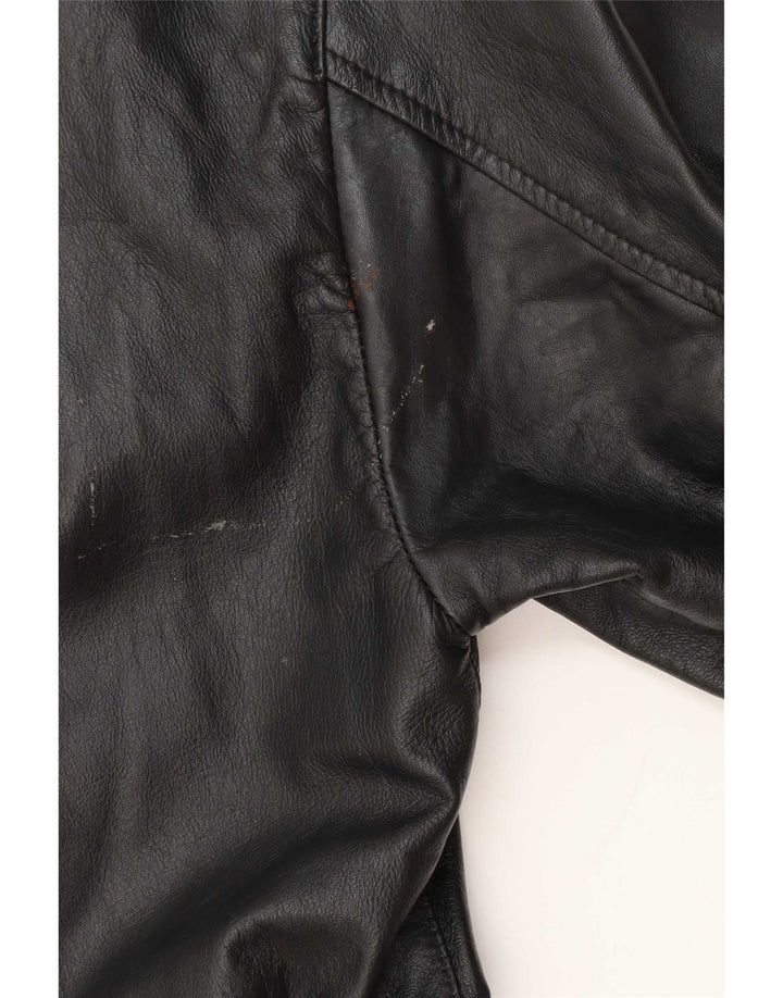 Cappotto in pelle vintage da donna UK 14 medio nero