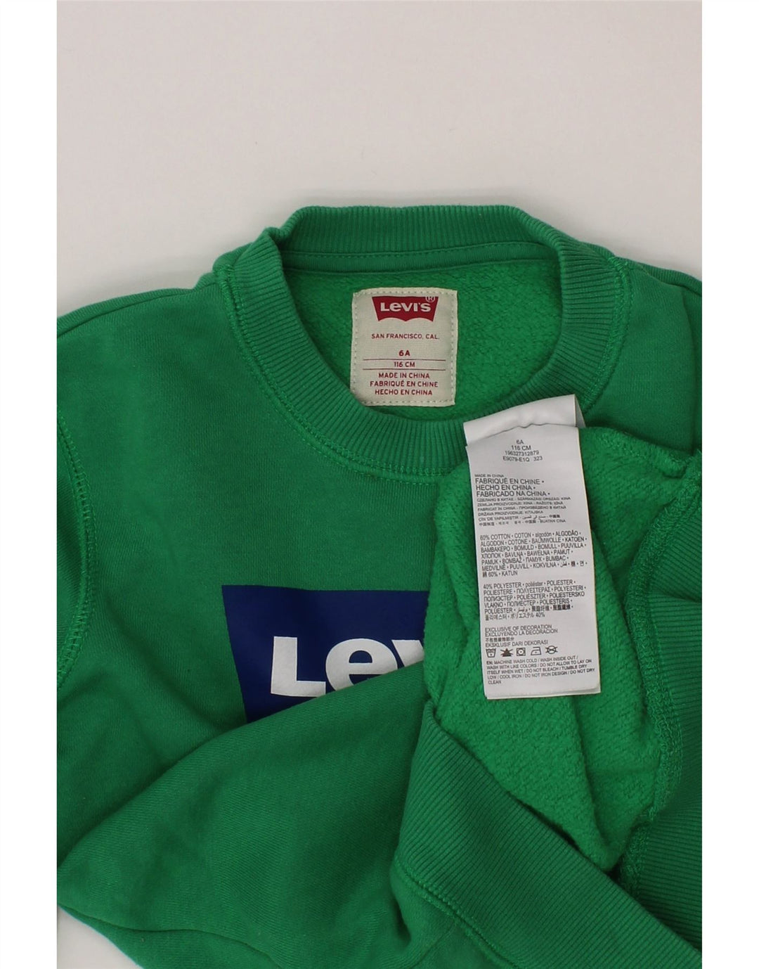 Felpa grafica per ragazzi LEVI'S 5-6 anni in cotone verde