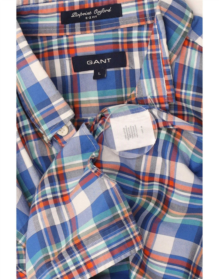 Gant Camicia da uomo E-Z Fit grande cotone a quadri blu