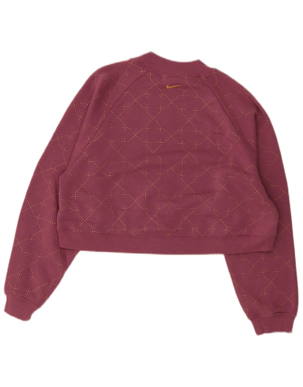 Felpa corta oversize da donna Nike UK 6 XS cotone a quadri bordeaux