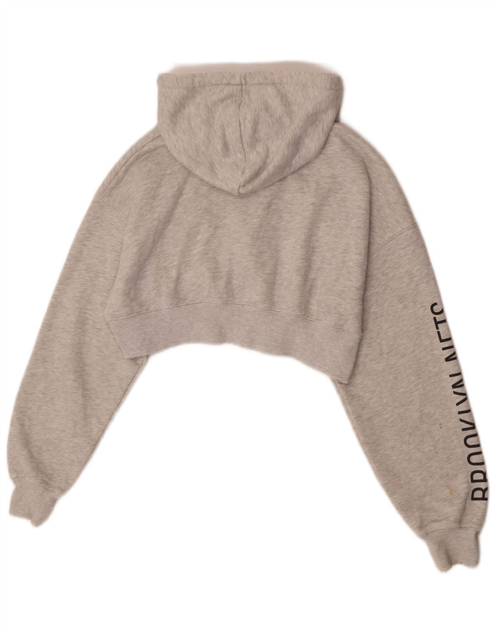 Maglione con cappuccio e zip grafica corta da donna Pull & Bear UK 10 piccolo grigio chiazzato