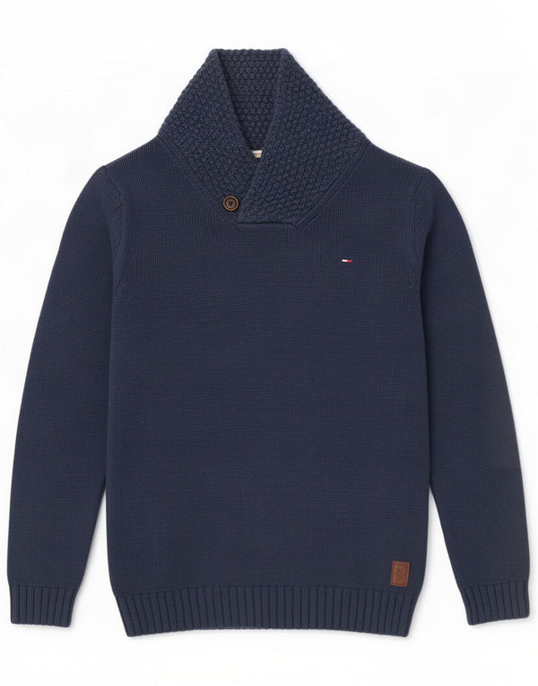 Tommy Hilfiger Uomo Maglione con collo a scialle 2XL Cotone blu navy