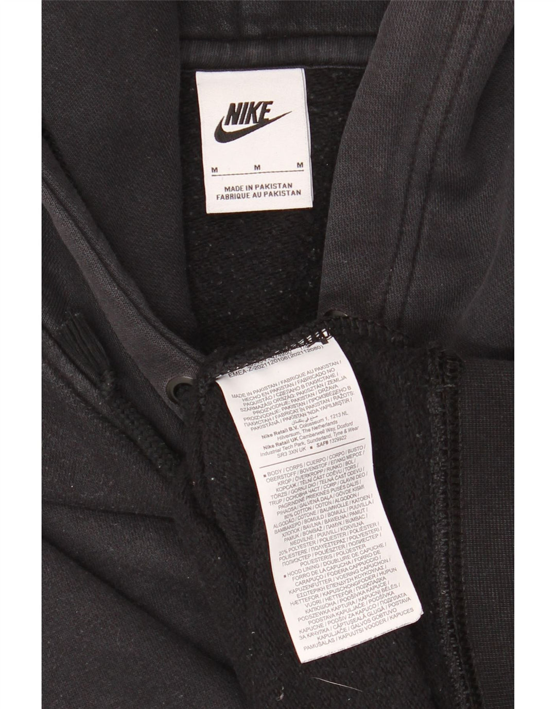 NIKE Womens Oversized Hoodie Jumper UK 14 Medium Black Cotton