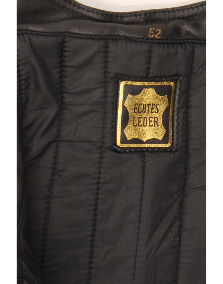 Tuta in pelle da uomo vintage IT 52 grande W34 L34 nera