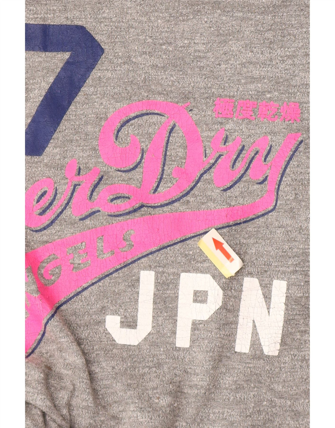 T-shirt grafica da donna Superdry Top UK 14 grande cotone grigio