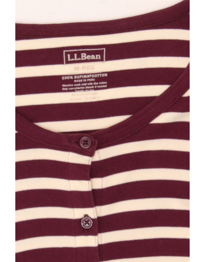 L.L.BEAN Womens Jumper Sweater UK 14 Medium Maroon Striped Cotton Vintage L.L.Bean and Second-Hand L.L.Bean from Messina Hembry 