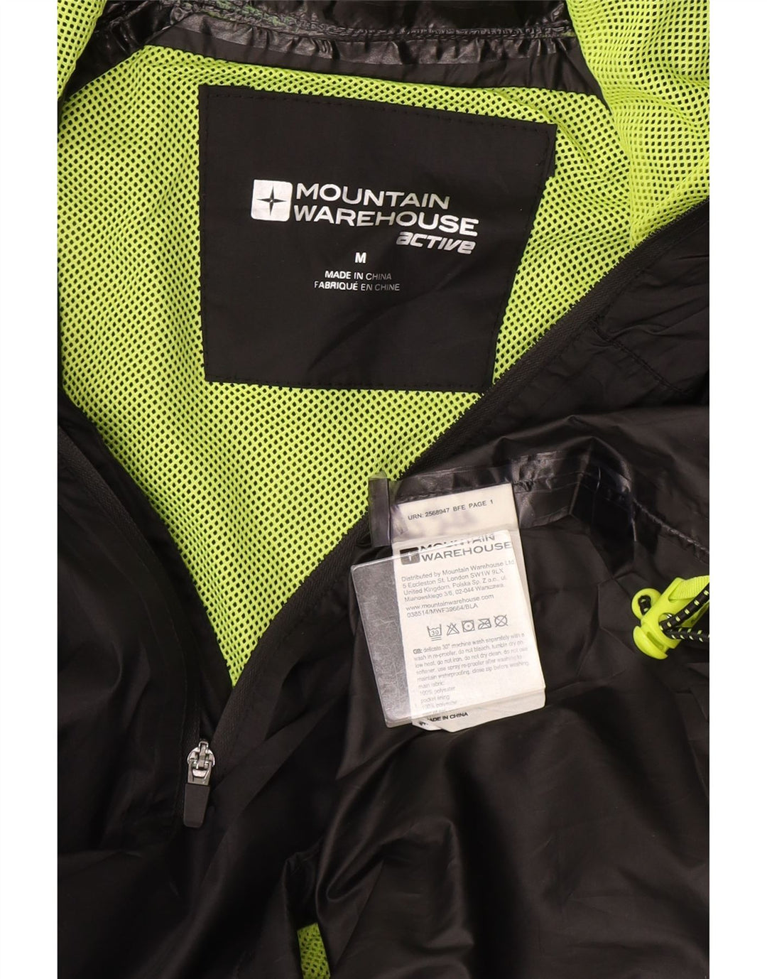Giacca antipioggia da uomo con cappuccio Mountain Warehouse UK 38 poliestere nero medio