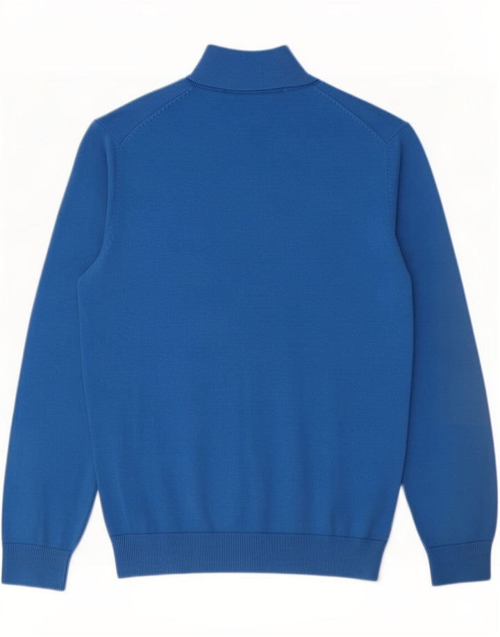 Crew Clothing Maglione da uomo con zip e collo in cotone blu medio
