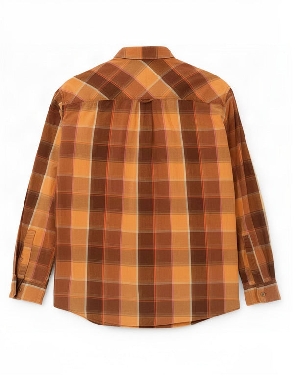 Camicia da uomo Marlboro Classics in cotone a quadri marroni grandi