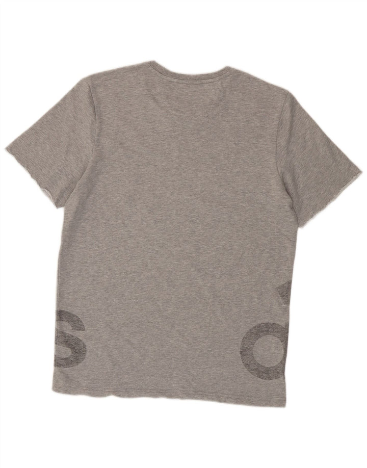 T-shirt grafica da uomo Adidas Top grande in cotone grigio