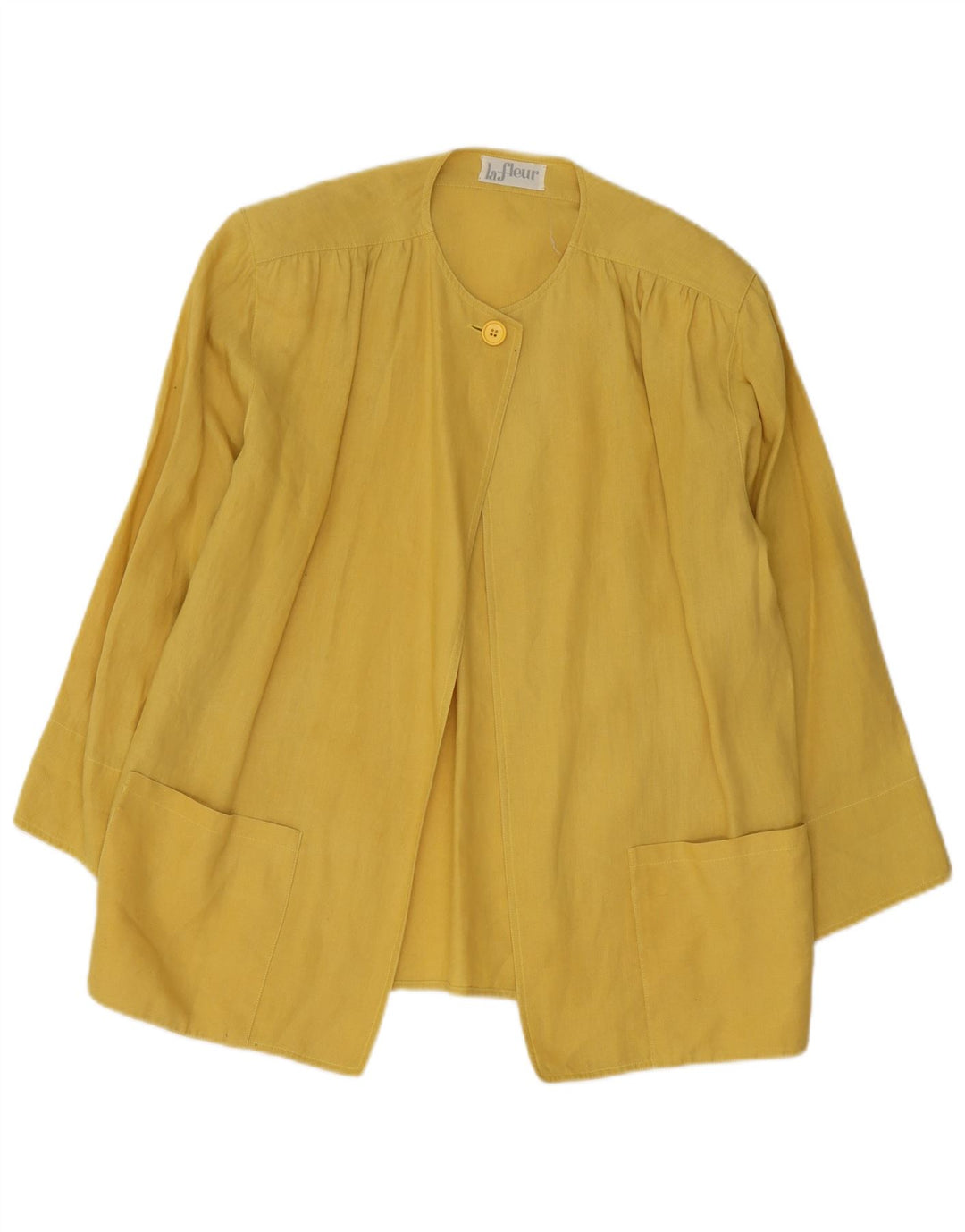 Giacca blazer vintage da donna a 1 bottone UK 16 grande gialla