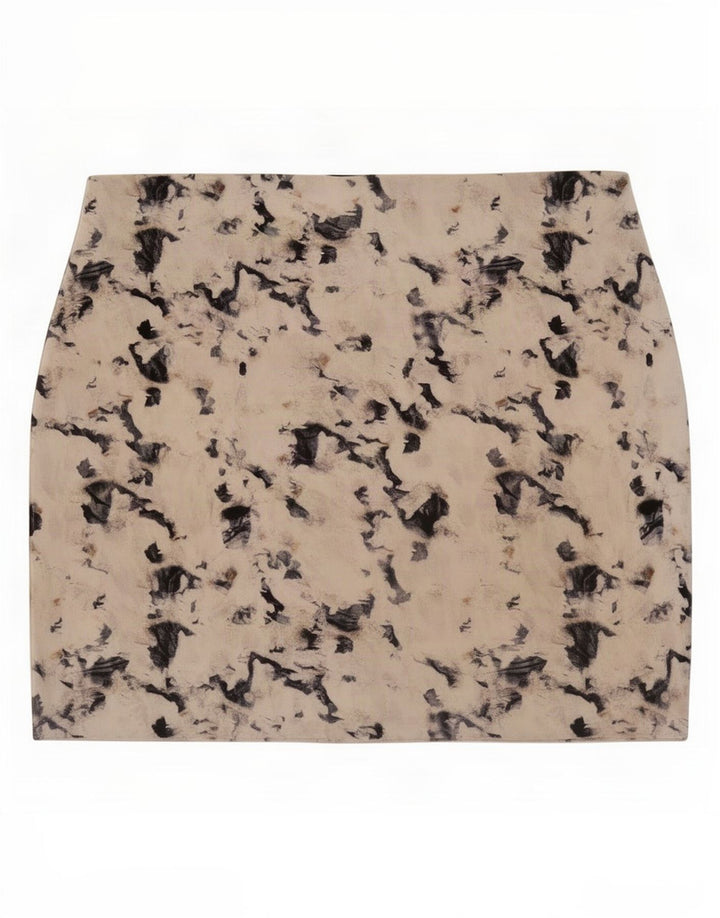 Minigonna Zara da donna con motivo astratto grande W30 beige