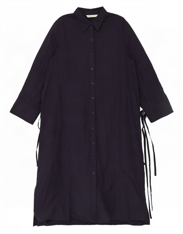 Abito camicia da donna con maniche a 3/4 Zara UK 18 XL cotone blu navy