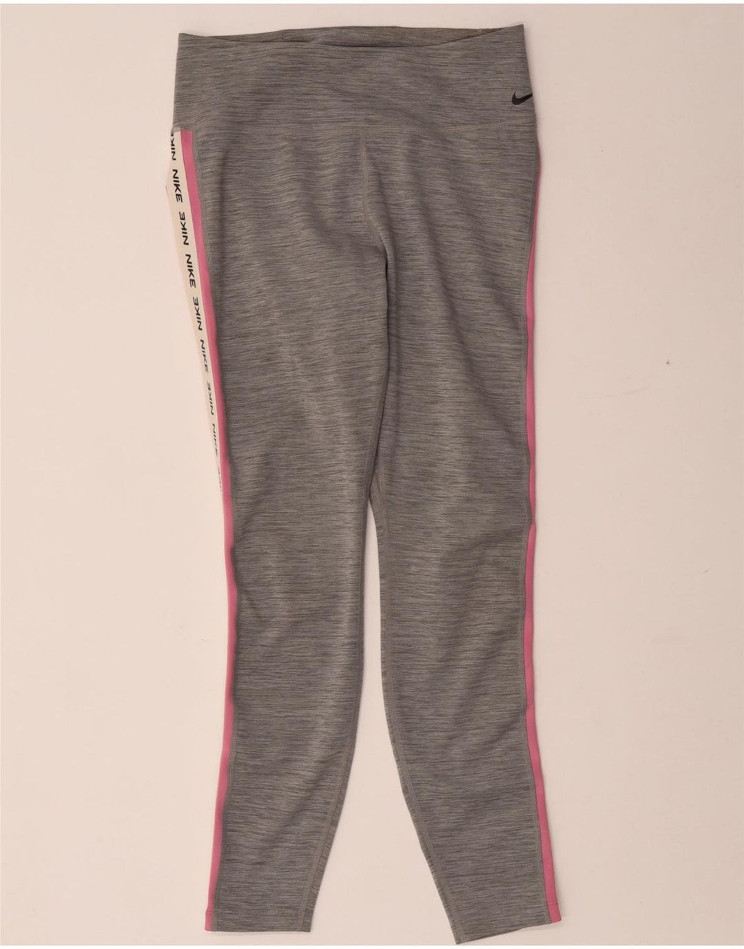 Leggings grafici Nike Dri Fit da donna UK 12 Poliestere screziato grigio medio