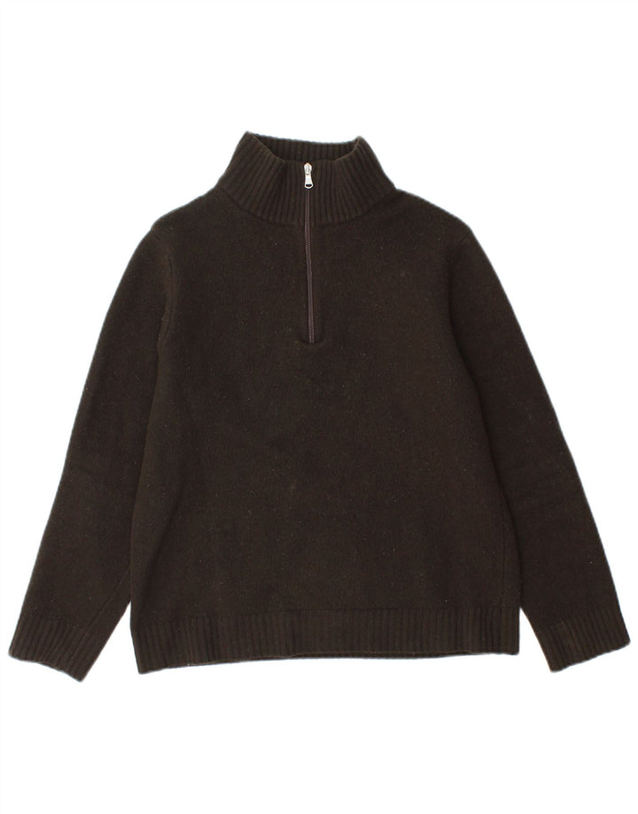 BENETTON Maglione da donna con zip e collo piccolo in lana vergine kaki