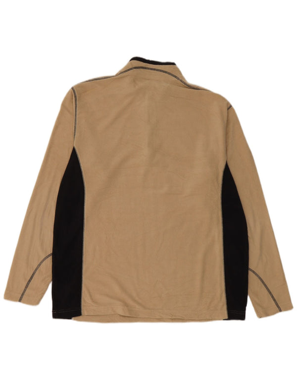 Maglione in pile da uomo Columbia con zip e collo, grande, in poliestere color block beige