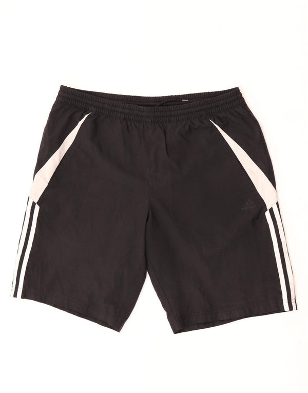 Pantaloncini sportivi Adidas da uomo grandi in poliestere color block nero