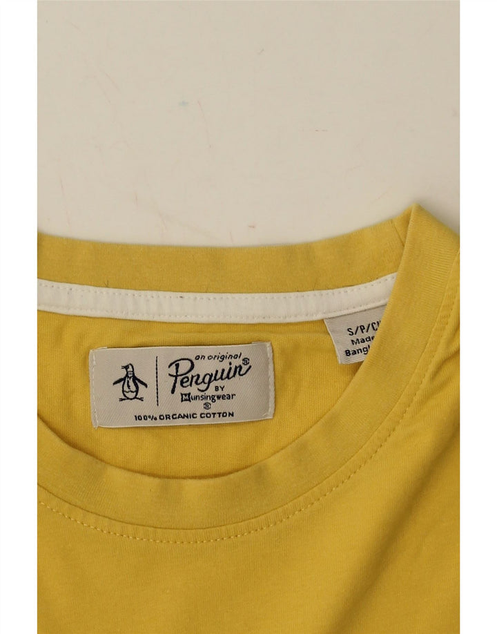 PENGUIN Mens T-Shirt Top Small Yellow Cotton