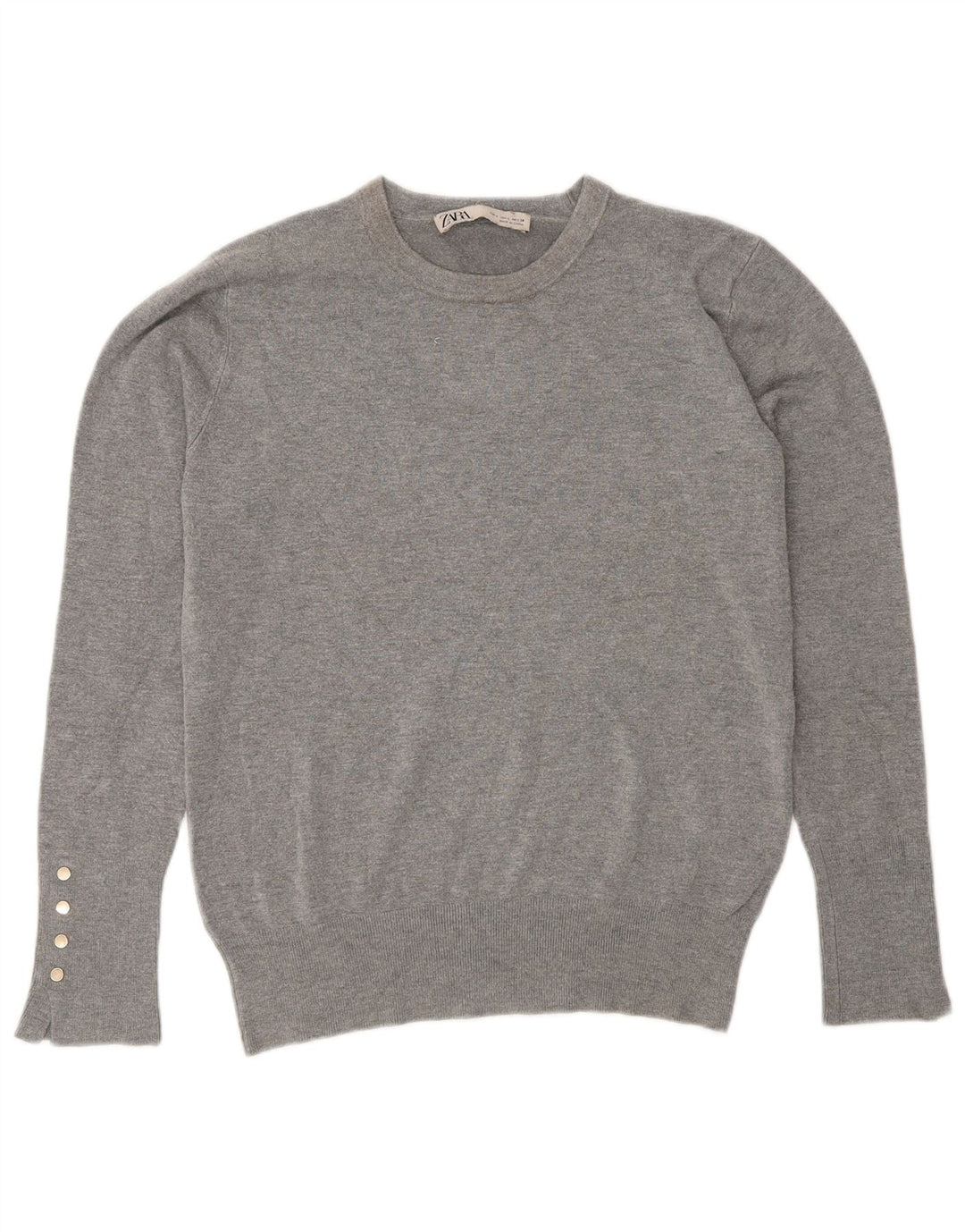 Maglione maglione girocollo da donna Zara UK 14 grande grigio