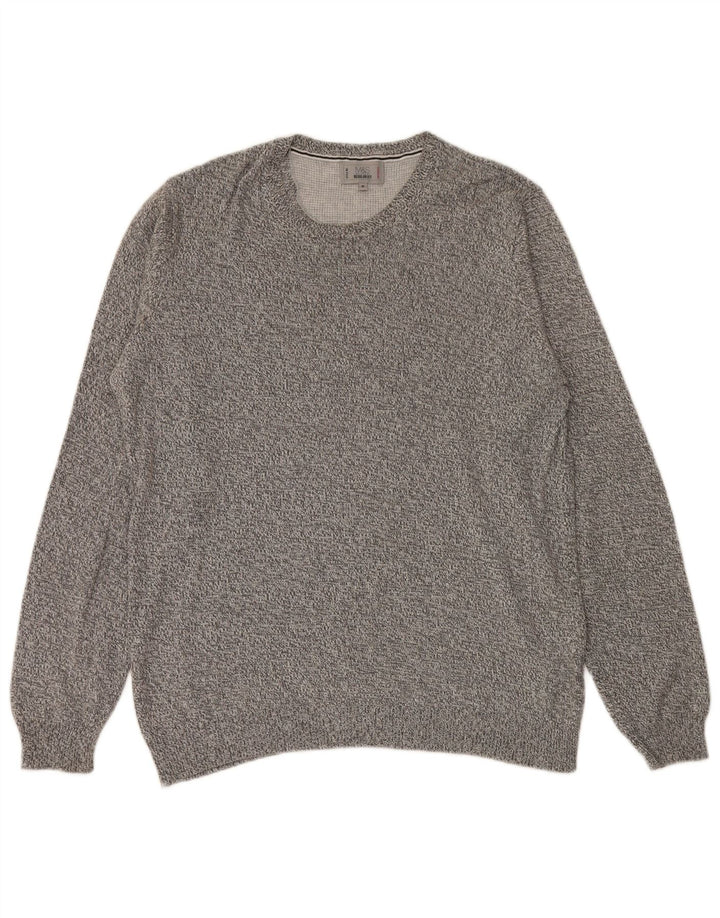 Maglione maglione girocollo da uomo Marks & Spencer grigio medio chiazzato