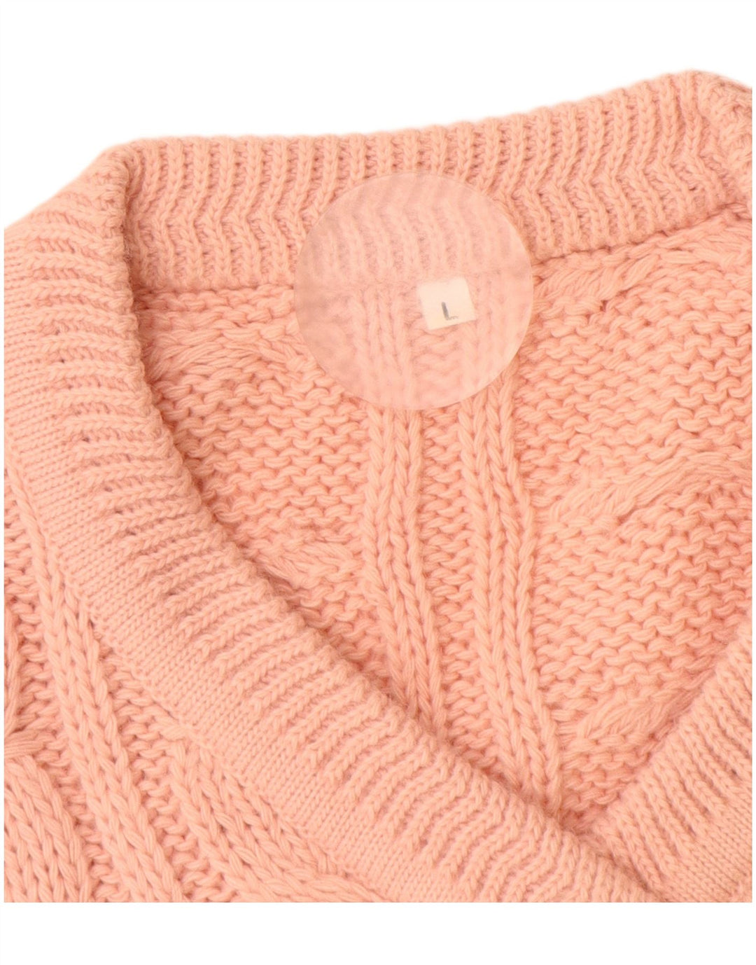 VINTAGE Womens V-Neck Jumper Sweater UK 16 Large Pink Wool