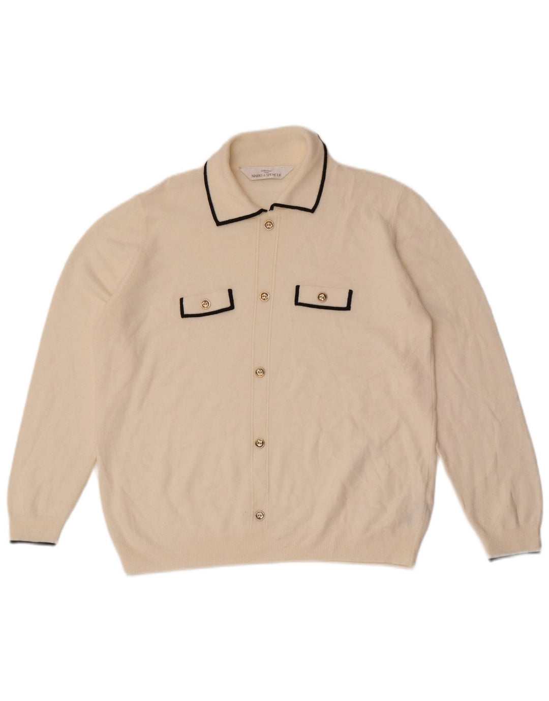 Maglione cardigan Marks & Spencer da donna St. Michael UK 16 grande bianco sporco