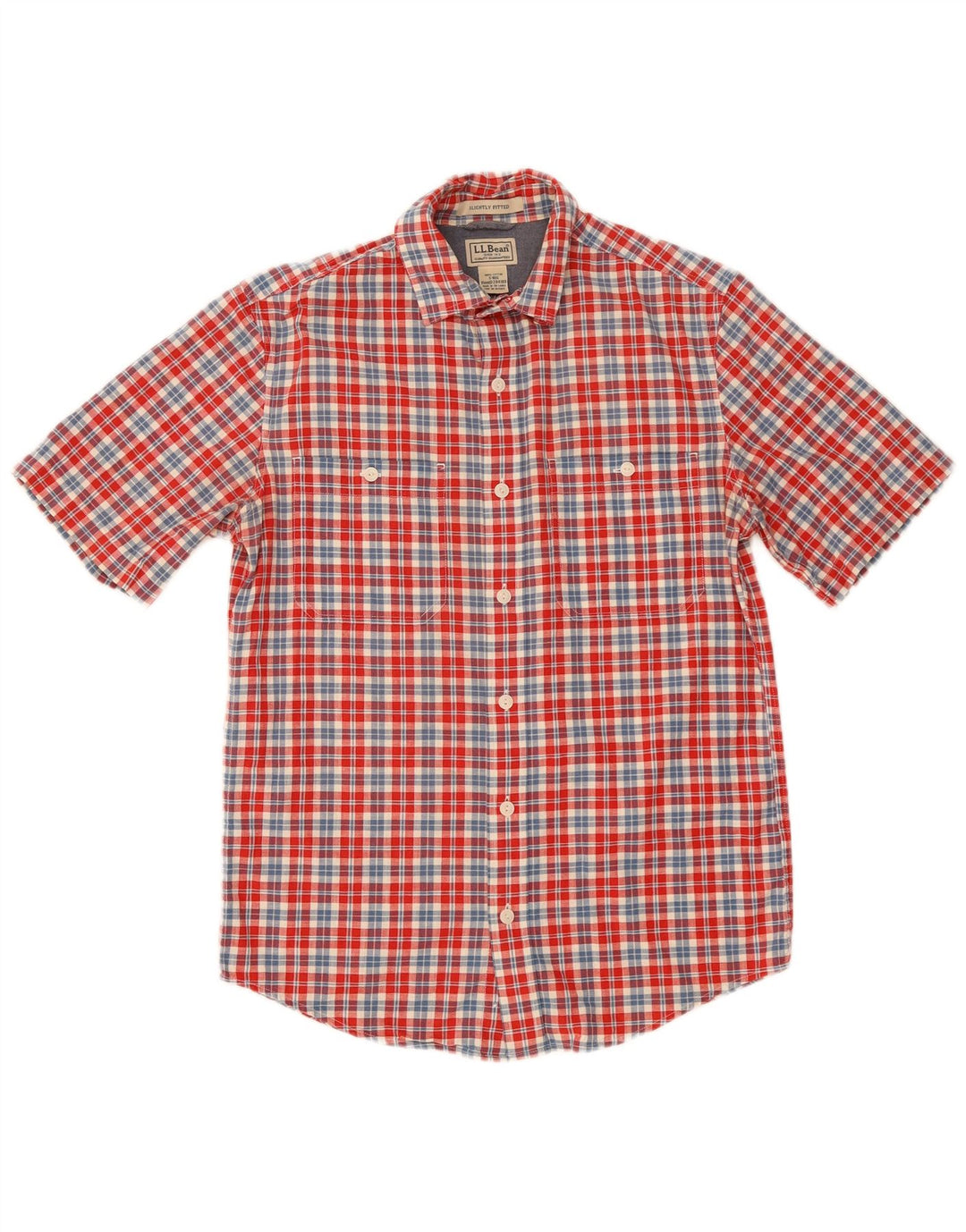 Camicia a maniche corte da uomo L.L.Bean in cotone a quadri rossi piccoli