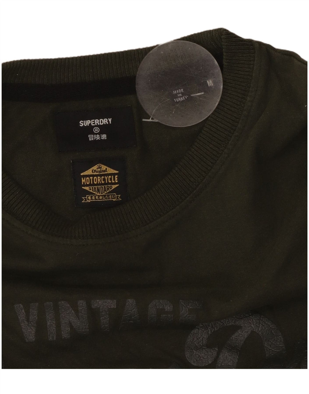 T-shirt grafica da motociclista da uomo SUPERDRY, colore cachi medio