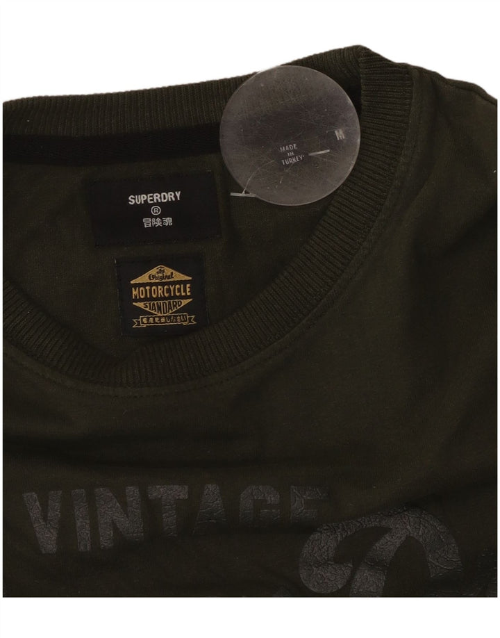 T-shirt grafica da motociclista da uomo SUPERDRY, colore cachi medio