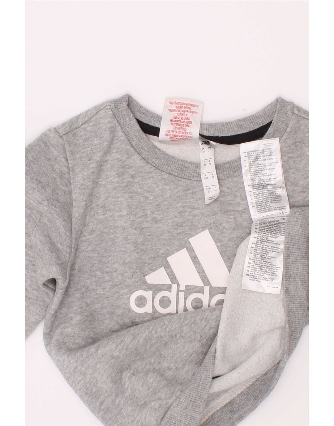 Felpa con grafica Adidas per ragazzi, 2-3 anni, cotone chiazzato grigio
