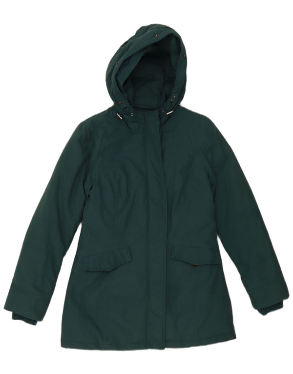 Giacca imbottita ampia con cappuccio da donna Rifle UK 6 XS cotone verde
