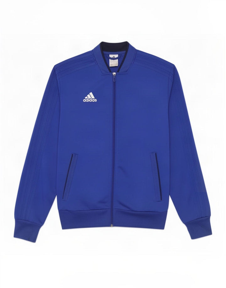 Giacca da ginnastica da uomo Adidas piccola in poliestere blu