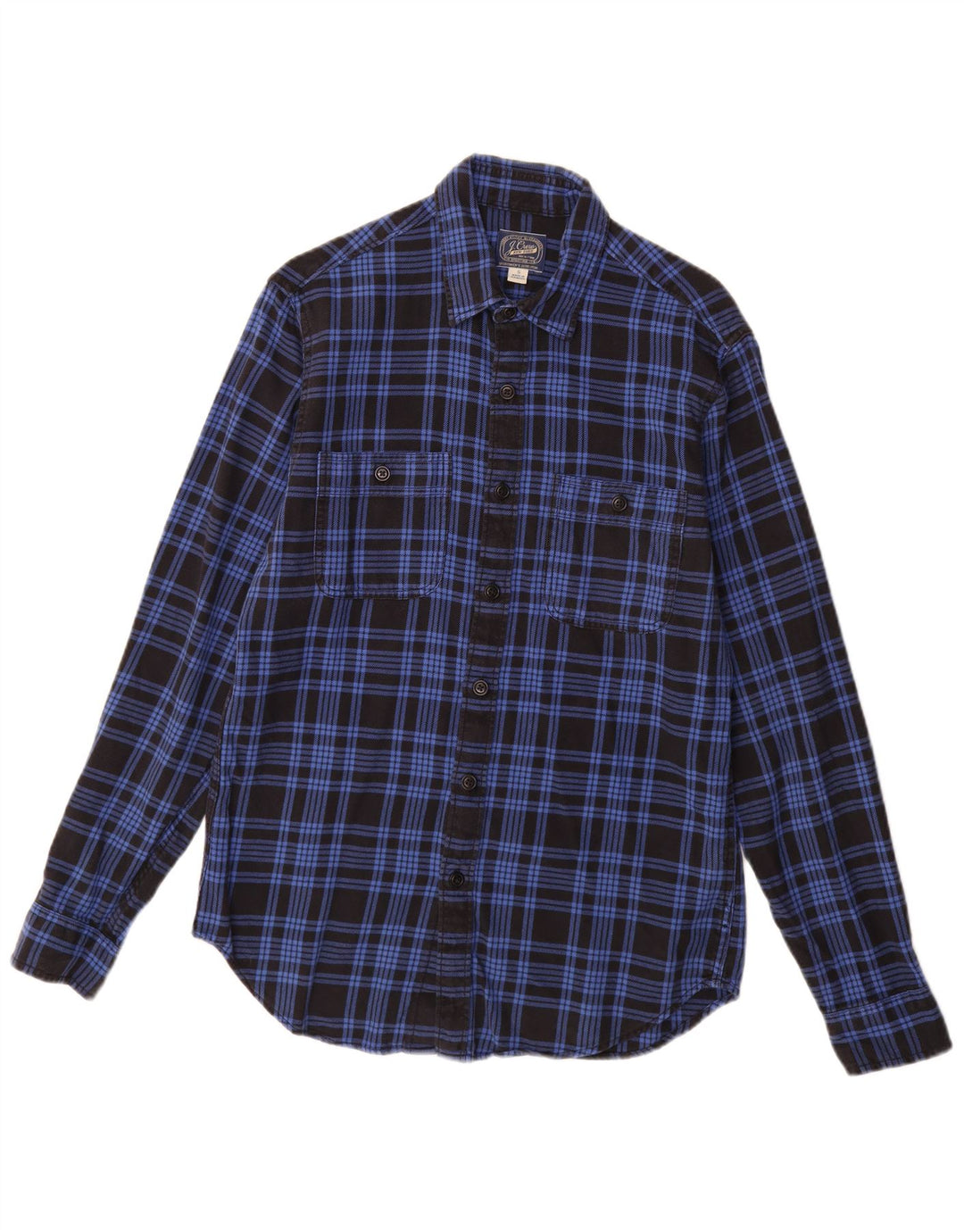 J. CREW Camicia da uomo in flanella di cotone a quadri blu piccolo