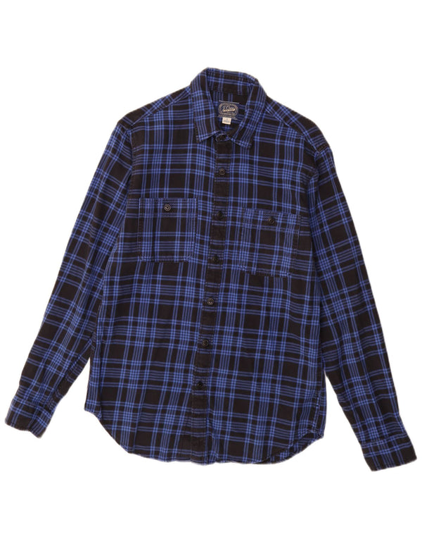 J. CREW Camicia da uomo in flanella di cotone a quadri blu piccolo