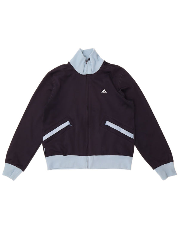 Giacca da tuta da donna Adidas UK 14 Large Blu Navy Colourblock