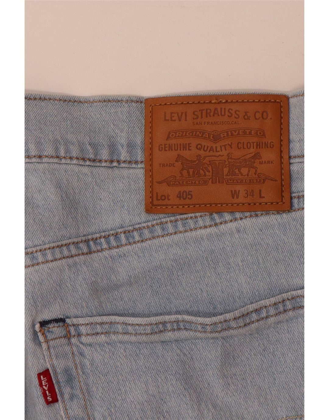Pantaloncini di jeans Levi's 405 da uomo W34 di grandi dimensioni in cotone blu